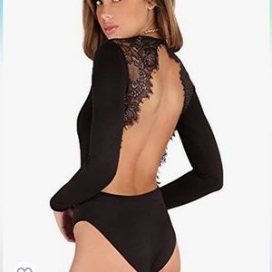 Amazon black backless bodysuit